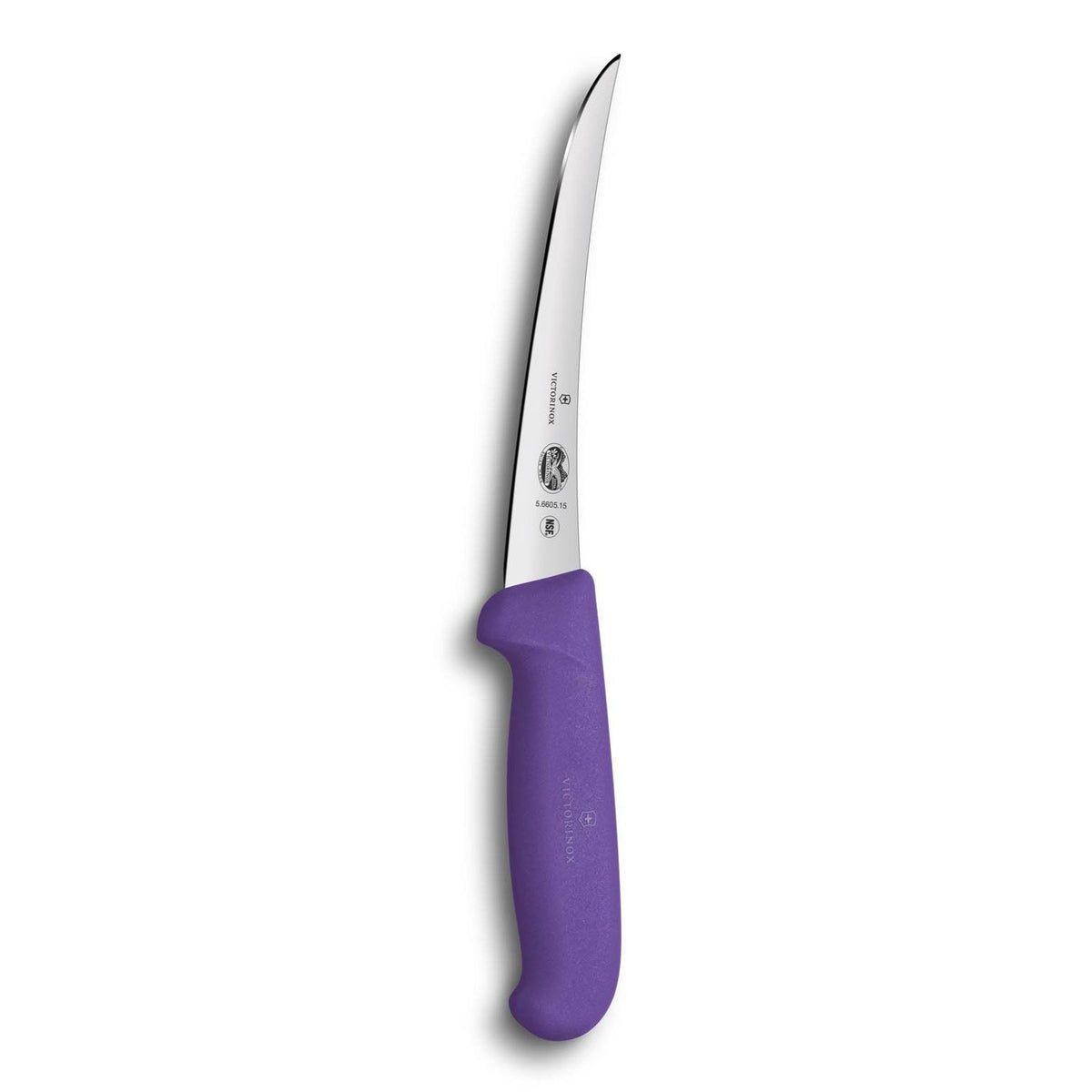 Victorinox Curved Boning Knife Narrow Blade 15 cm Purple Handle Fibrox 5.6605.15