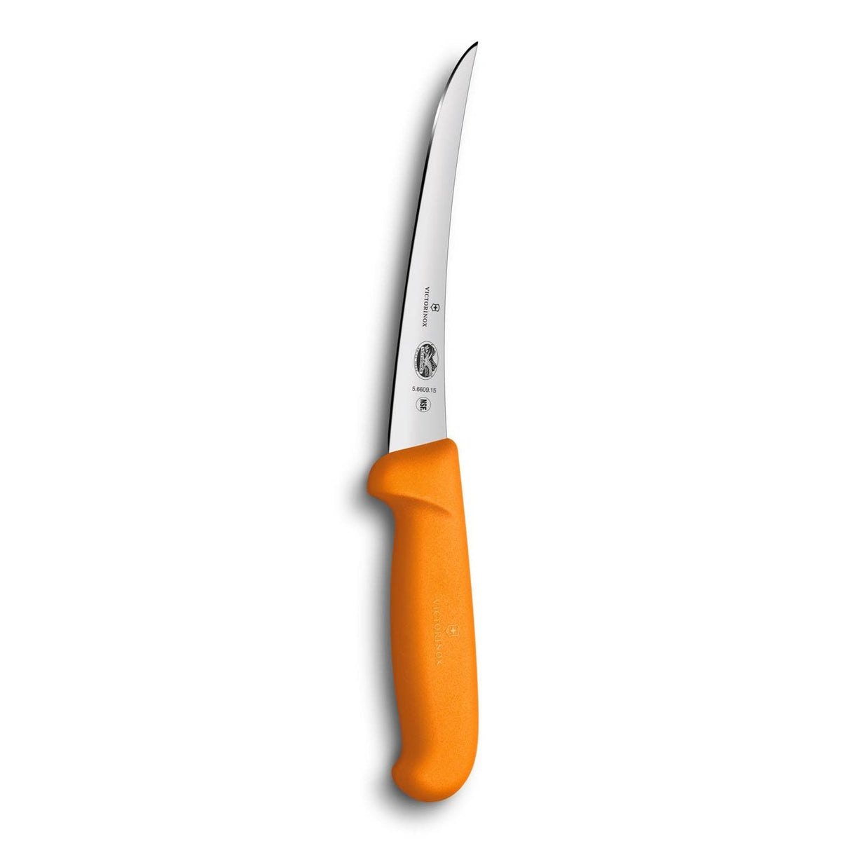 Victorinox Curved Boning Knife Narrow Blade 15 cm Orange Handle Fibrox 5.6609.15