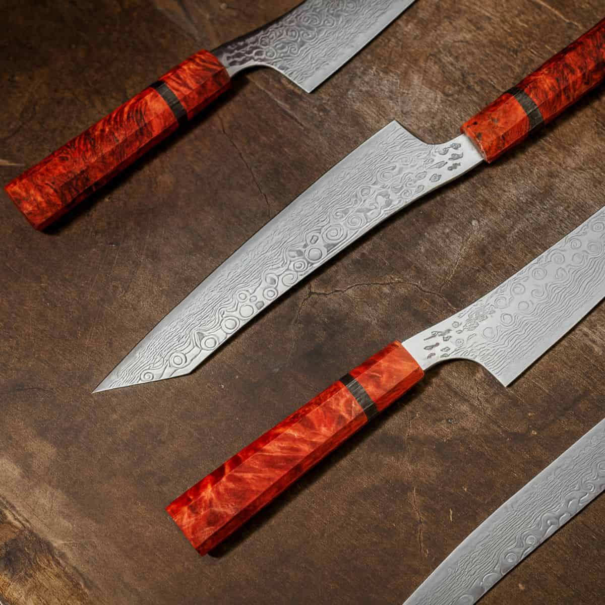 Ryusen Damascus Santoku Knife 17.5 cm Poplar Handle Gurenhiryu KAI GH-107