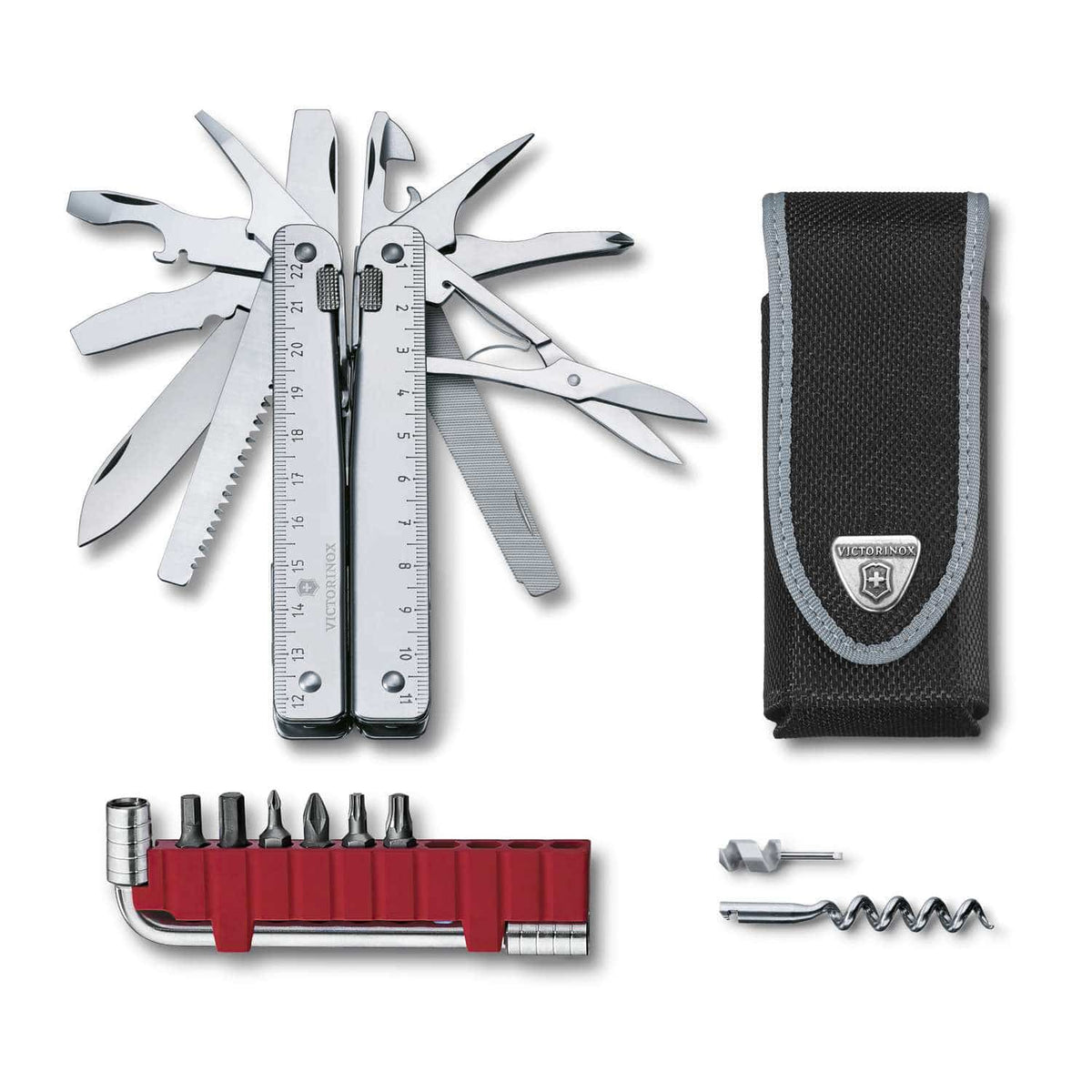 Victorinox Swiss Tool X Plus Swiss Army Multitool 115 mm 37 Functions Silver In Belt Pouch 3.0338.N