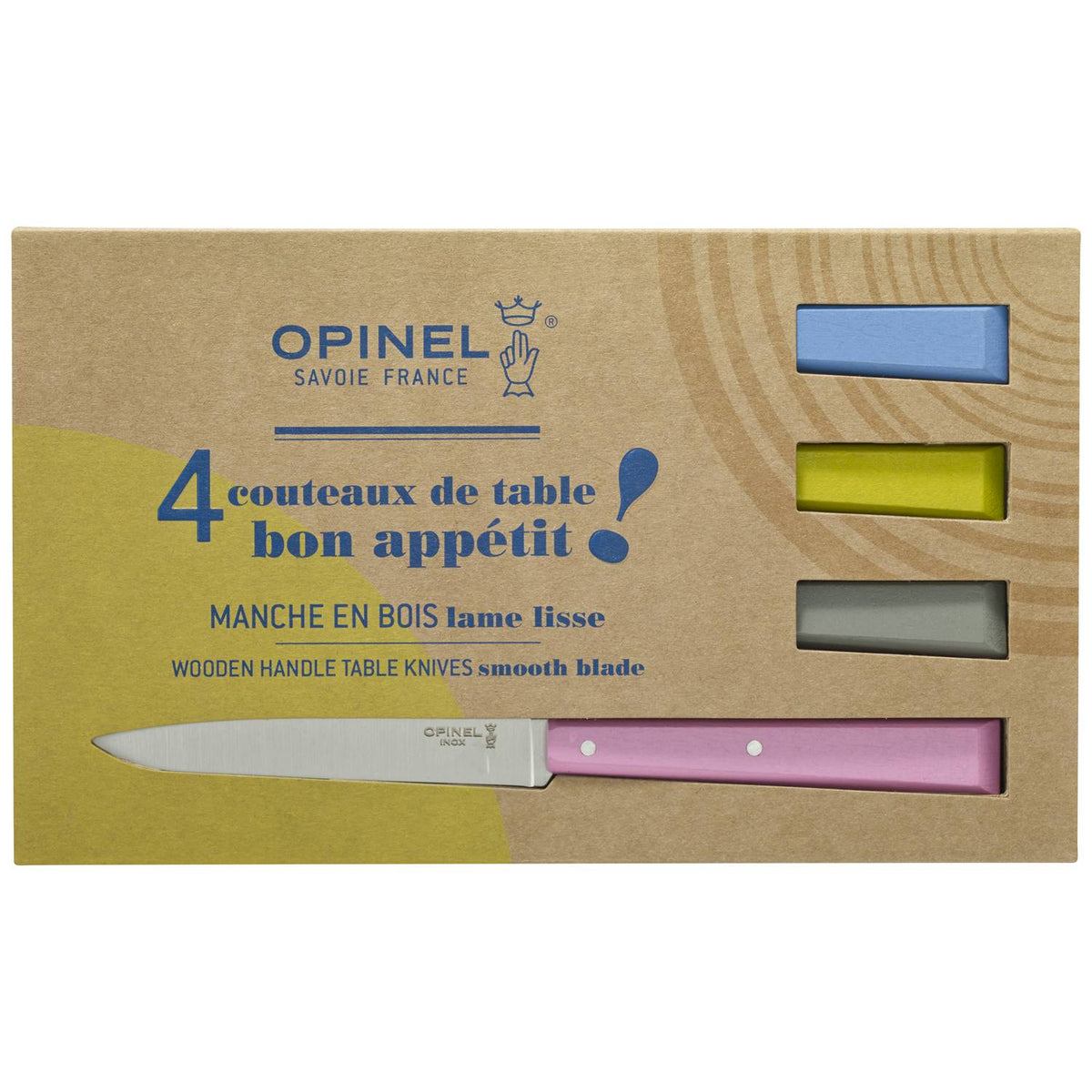 Opinel Kitchen Knives 4 pcs Set No 125 With Wooden Multicoloured Handles Bon Appetit Campagne 001533