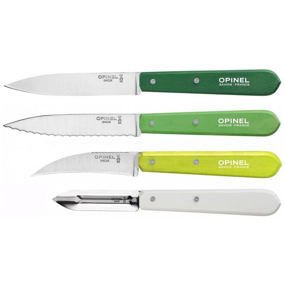 Opinel Kitchen Knives & Peeler Set 4 pcs With Wooden Multicoloured Handles Les Essentiels Primavera 001709