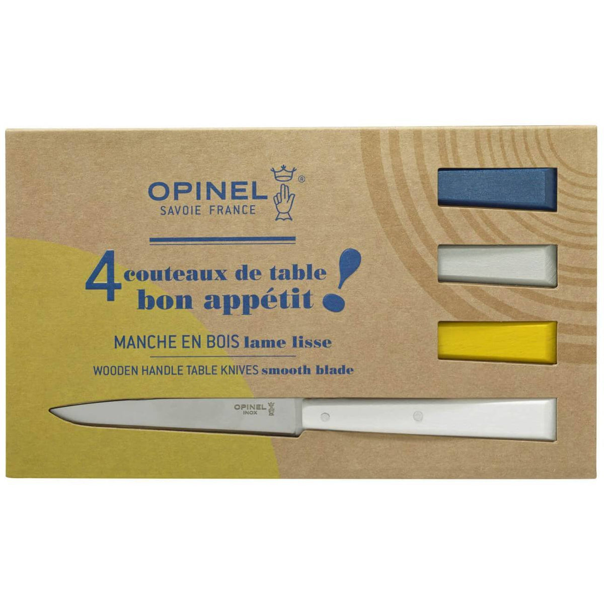 Opinel Kitchen Knives 4 pcs Set No 125 With Wooden Multicoloured Handles Bon Appetit Celeste 002040