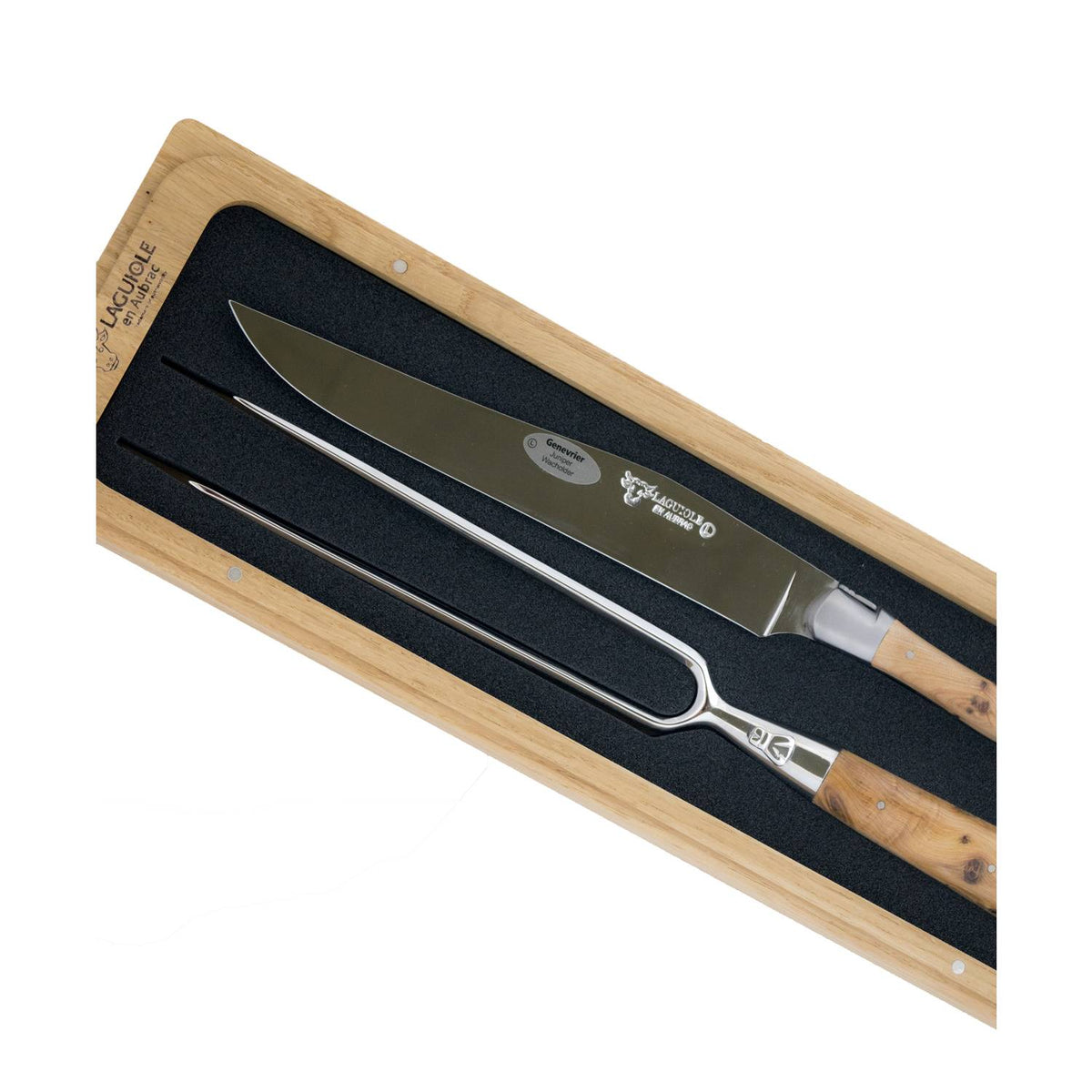 Laguiole en aubrac Carving Set 2 Pcs With Handle juniper Laguiole en aubrac Chef set