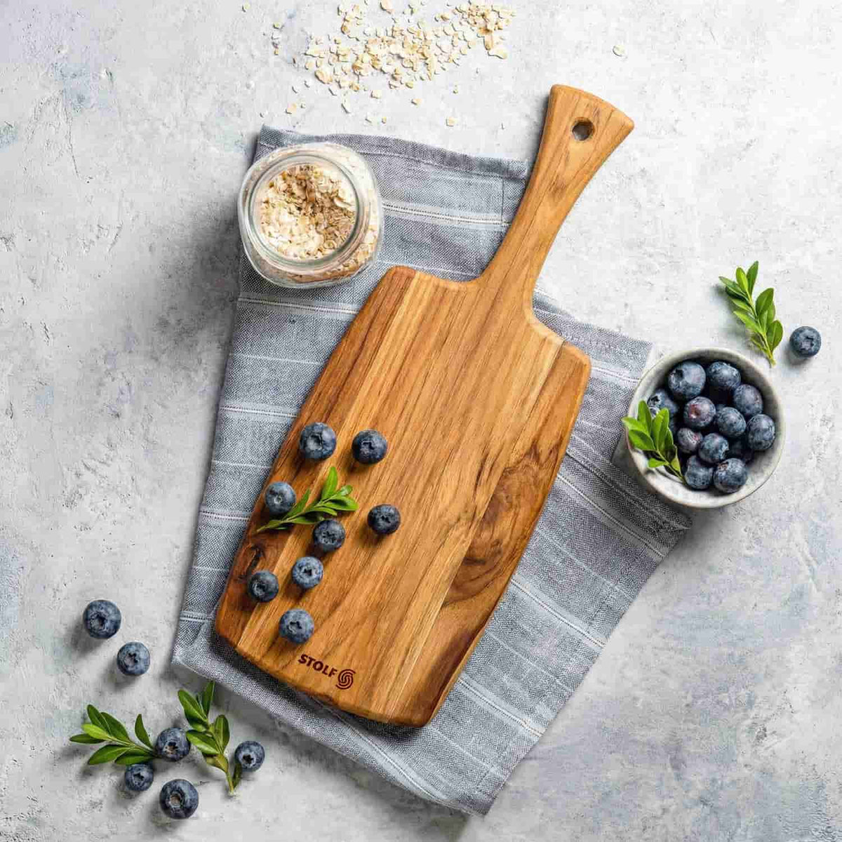 Stolf Teak Wood Cutting Board With Handle 40.6 x 15.2 x 1 cm Share and Serve ST.1040