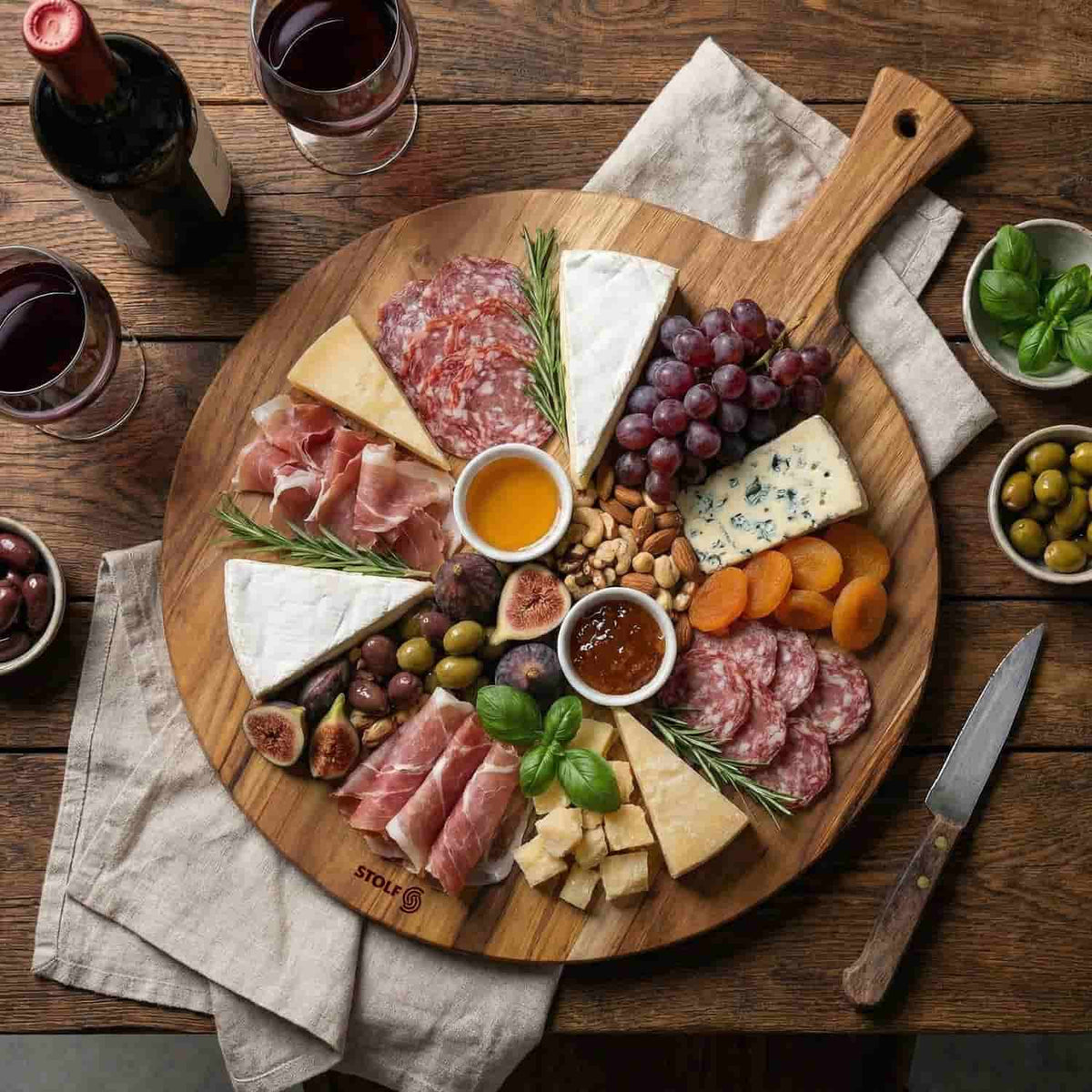 Stolf Teak Wood Cutting Board Round With Handle 52 x 40 x 1.4 Share and Serve ST.1152