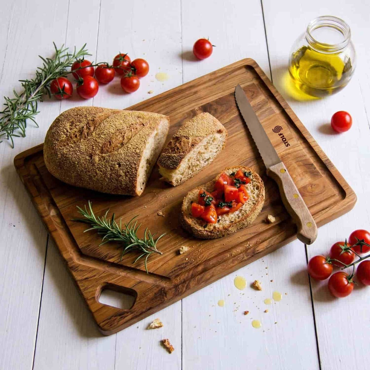 Stolf Teak Wood Cutting Board With Groove 46 x 36 x 1.9 cm Elegance Culinary ST.2046