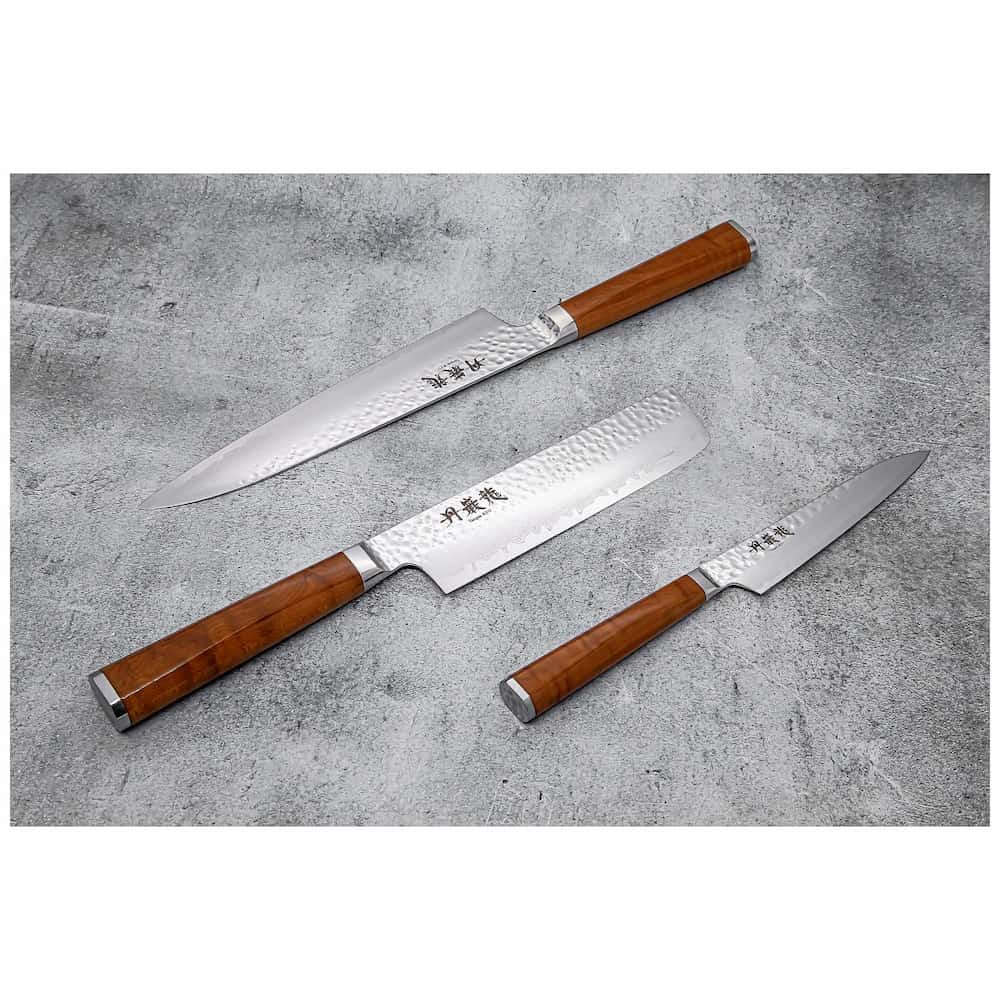 Ryusen Damascus Nakiri Knife 16 cm Maple Handle Tangan Ryu TG-605