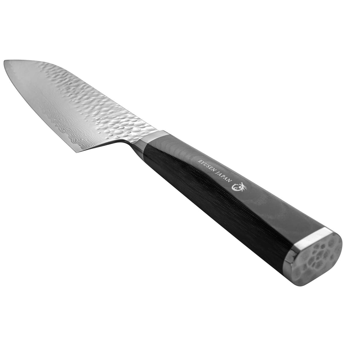 Ryusen Damascus Santoku Knife 17 cm Micarta Handle Tangan Ryu TG-504