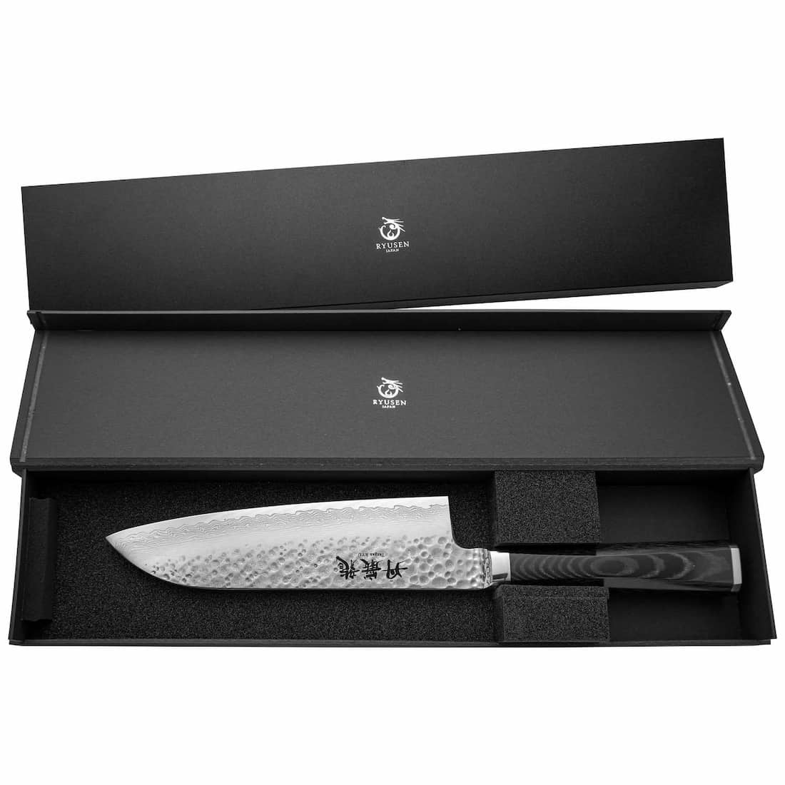 Ryusen Damascus Santoku Knife 17 cm Micarta Handle Tangan Ryu TG-504