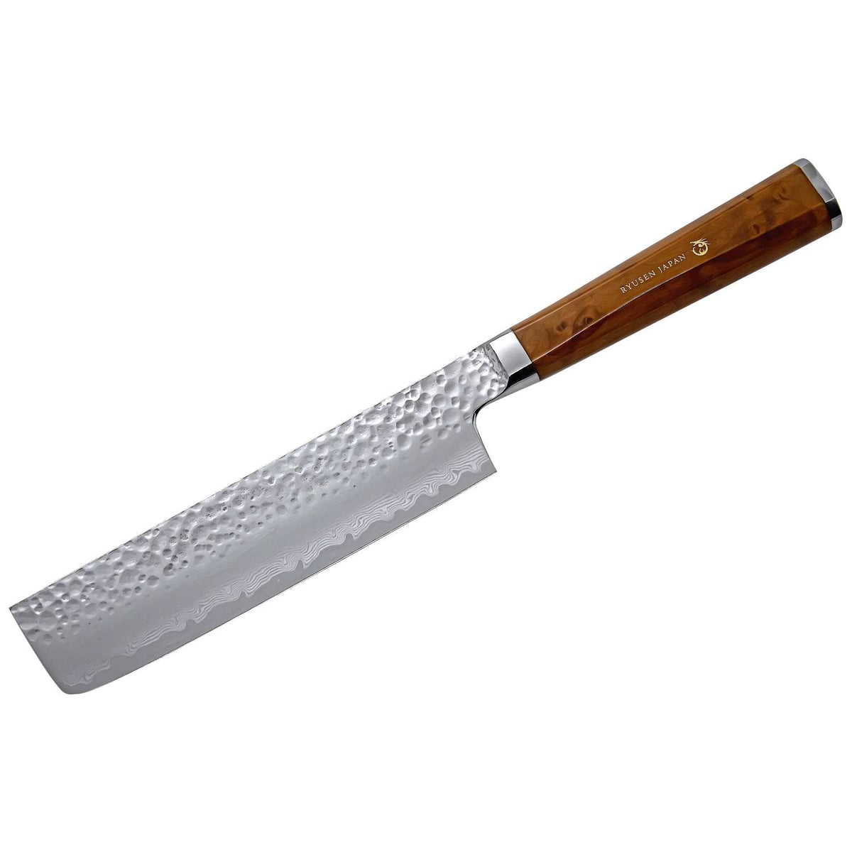 Ryusen Damascus Nakiri Knife 16 cm Maple Handle Tangan Ryu TG-605