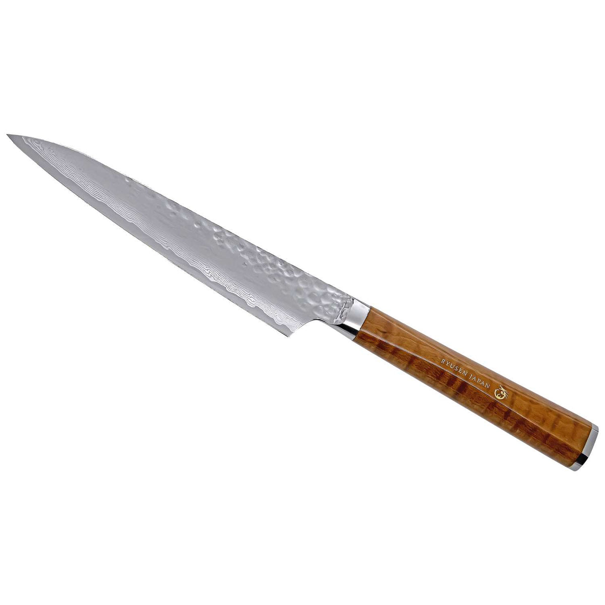 Ryusen Damascus Utility Knife 15 cm Maple Handle Tangan Ryu TG-606