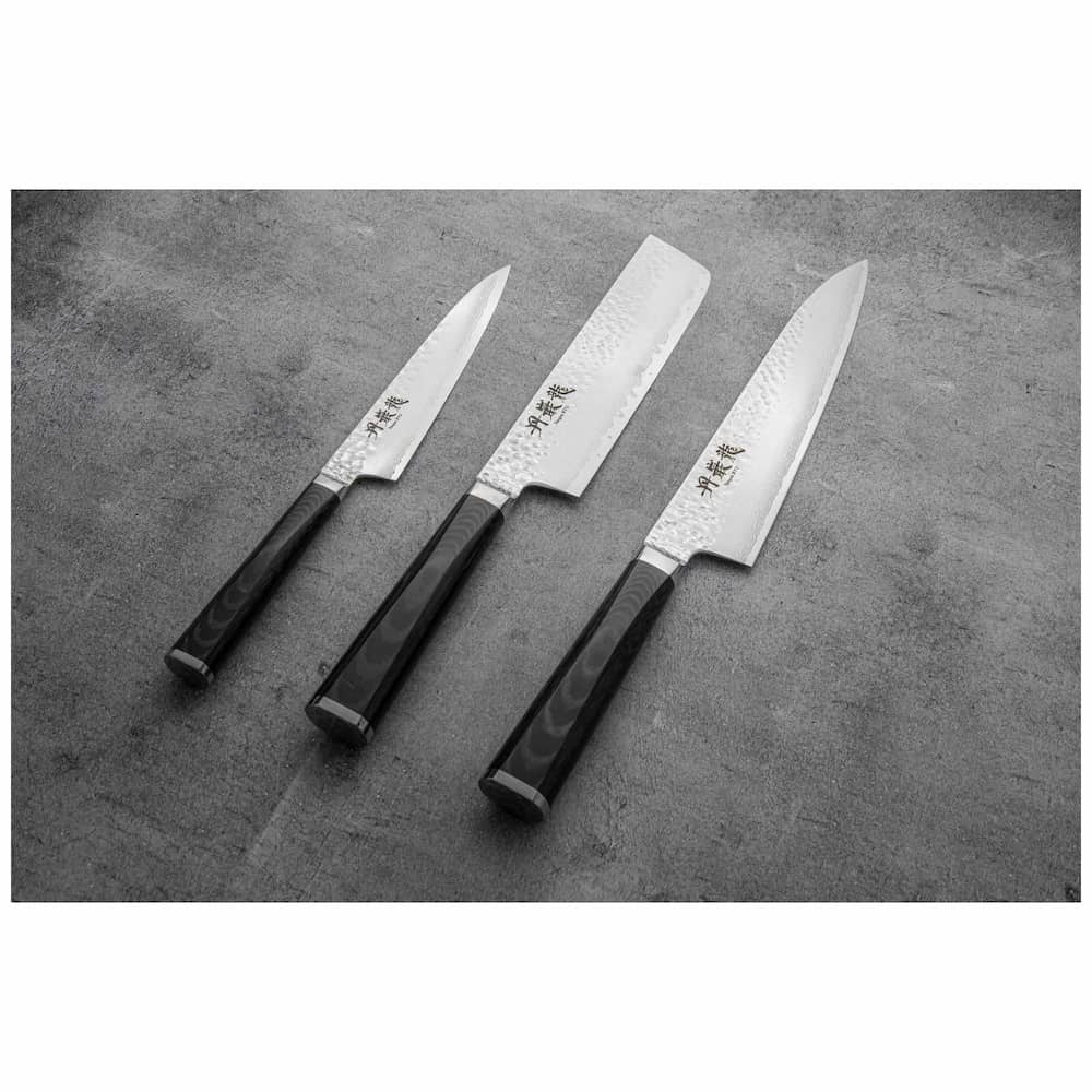 Ryusen Damascus Bread Knife 21 cm Micarta Handle Tangan Ryu TG-510