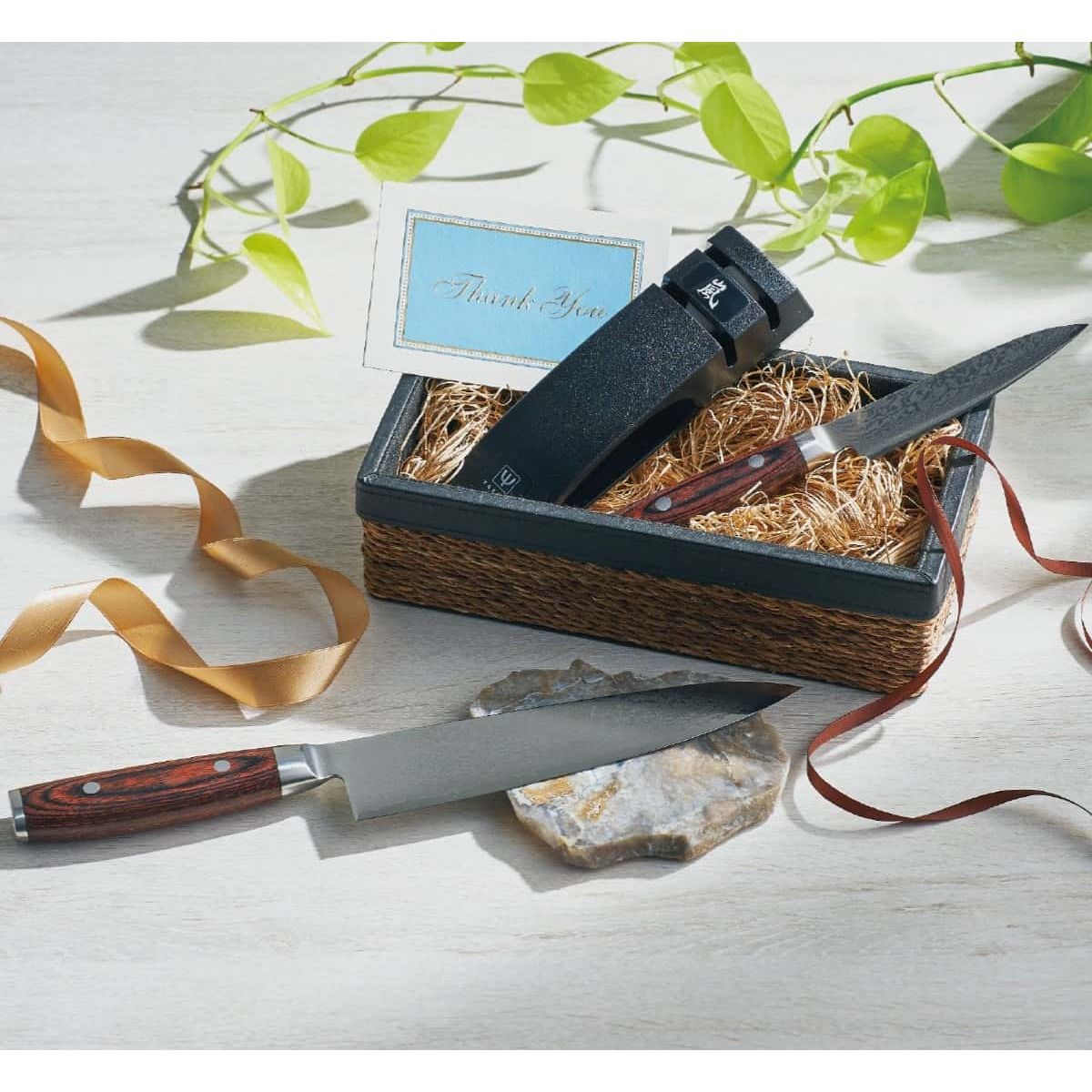 Yaxell Knives And Sharpening Steel 3 pcs Set Ran Limited Edition 36000-093